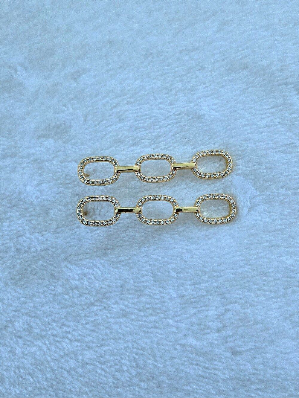 Rachel Zoe Stationary Triple3️⃣ Gold💛 Chain⛓️ Link Earrings - Picture 5 of 15